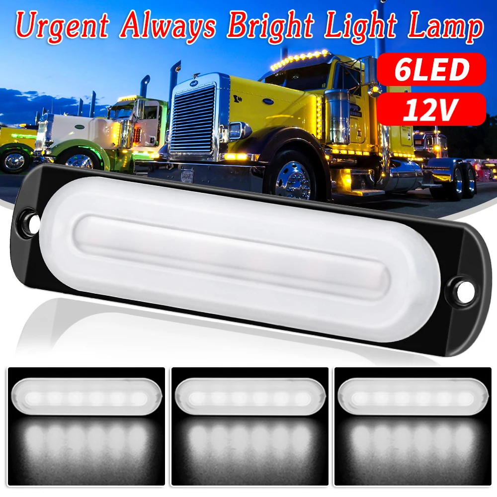

1pcs 11.2x2.8cm Car Fog Light Safety Urgent Signal Lamp Super Bright White Light 6 LED Lamp For Auto Truck Motorcycle Trailer