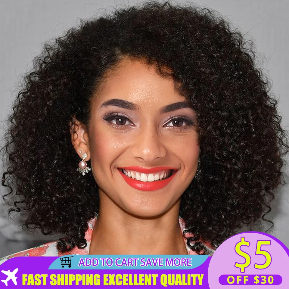 Sleek Short Human Hair Wigs For Women Kinky Curly Lace Human Hair Wigs Curl Left Side Part Lace Wigs Brazilian Hair Woman Wigs