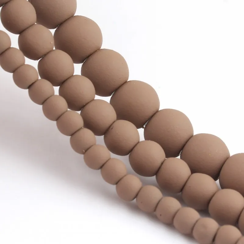 Бусины Из Гематита и натурального каучука матовые Коричневые круглые бусины