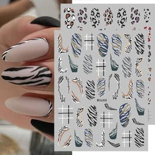 Pegatinas de leopardo en 3D negras para uñas, diseño de vaca y leche blanca, deslizadores con estampado de serpiente, láminas de piel de Animal, decoración de manicura con patrón de cebra