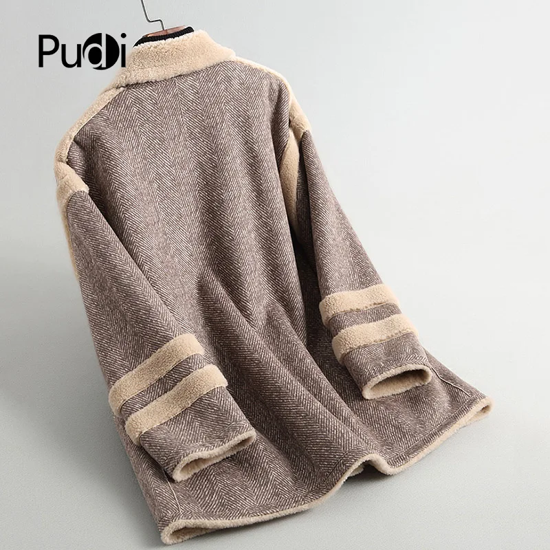 PUDI A18006 женская зимняя парка из натуральной шерсти большого размера теплая куртка