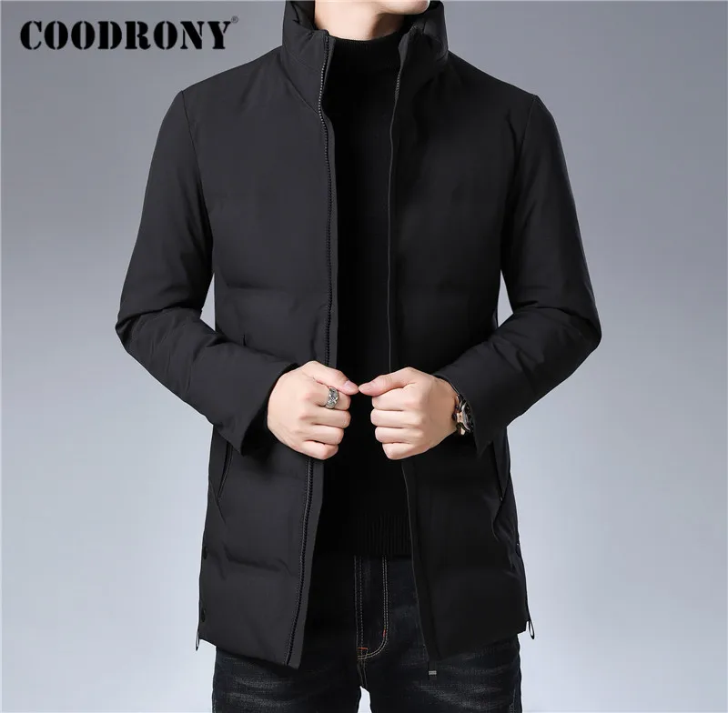 Бренд COODRONY, куртка на утином пуху, Мужская одежда, новинка, Осень-зима, толстые теплые куртки, повседневное пальто со стоячим воротником, мужская верхняя одежда 98032