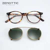 zenottic steampunk round clip on sunglasses men women double layer removable lens acetate uv400 polarized sun glasses with box