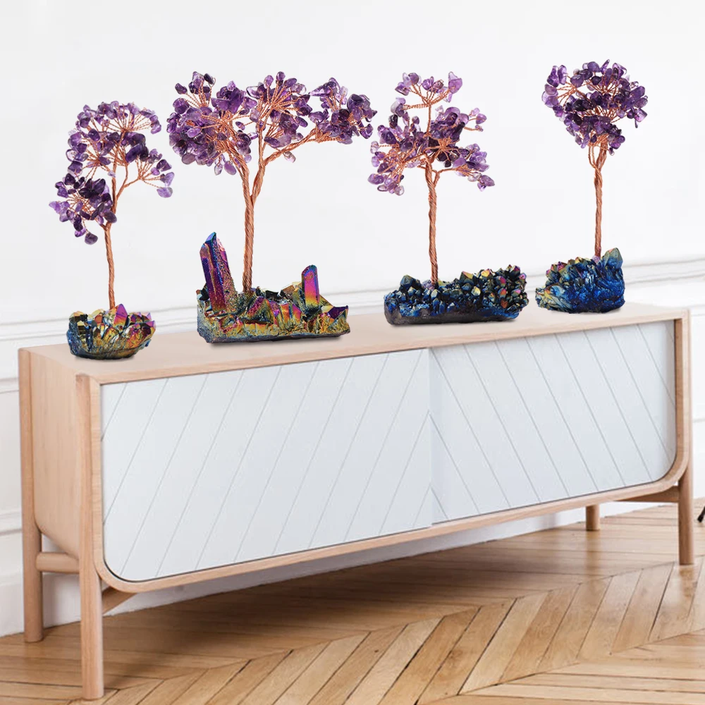 Натуральный Аметист фэн шуй кварц фиолетовый кристалл кластеры образец