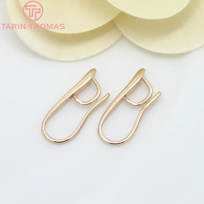 Латунные серьги с покрытием 24 каратным золотом 12 шт. 9 х20 мм крючки высокого