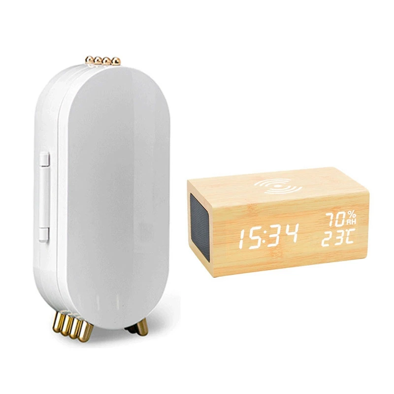 

Лидер продаж, шкатулка для хранения ювелирных изделий, подставка для сережек, браслет, ожерелье, органайзер с деревянным цифровым будильник...