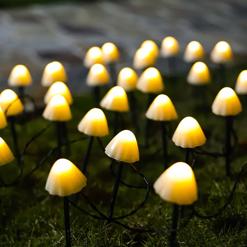 10/20/30 LED Solar Mushroom Light String Outdoor Waterproof Garden Decoration Christmas Wedding Solar Cell Fairy Garland Lights