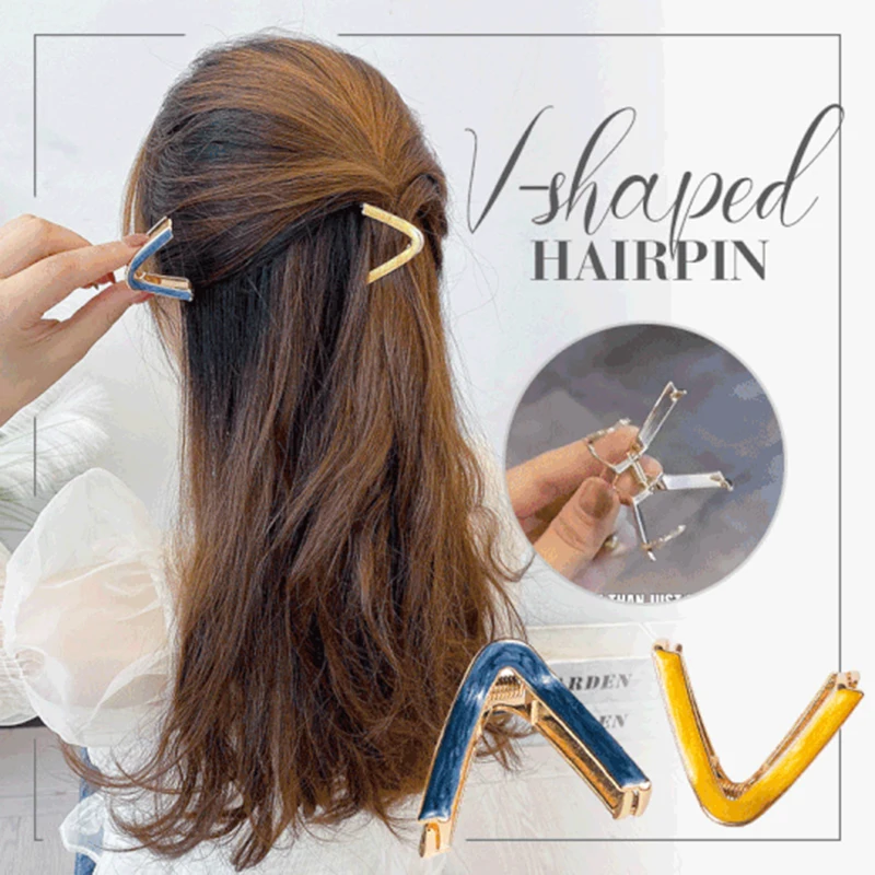 

Женская заколка для волос V-образной формы, классическая элегантная Заколка-краб, модный аксессуар для волос, подарок на день рождения и Рож...