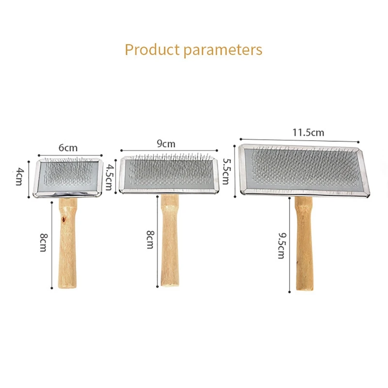 

3 Size Pet Grooming Comb Rake Stainless Steel Pins And Wooden Handle Dog Hair Remover For Hair Knots Removal Pets Accessories