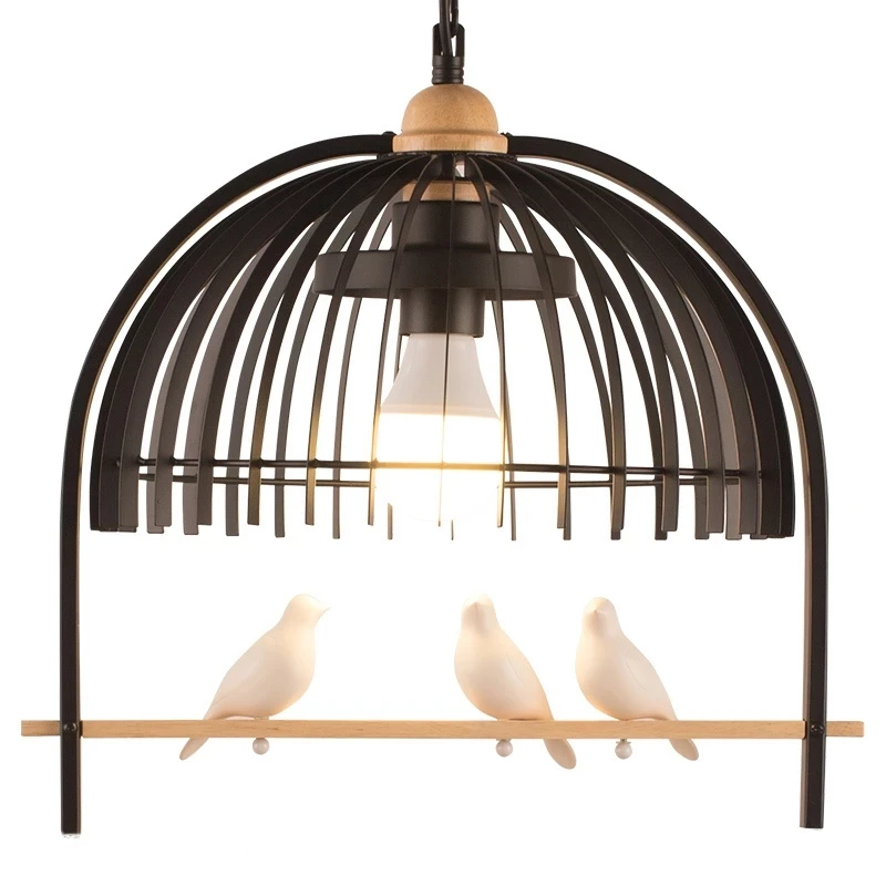 Nordic Resin Iron Bird Cage Chandelier For Dining Room Kitchen Restaurant Cafe Indoor Decoration Hanging Lamp Light Fixtures
