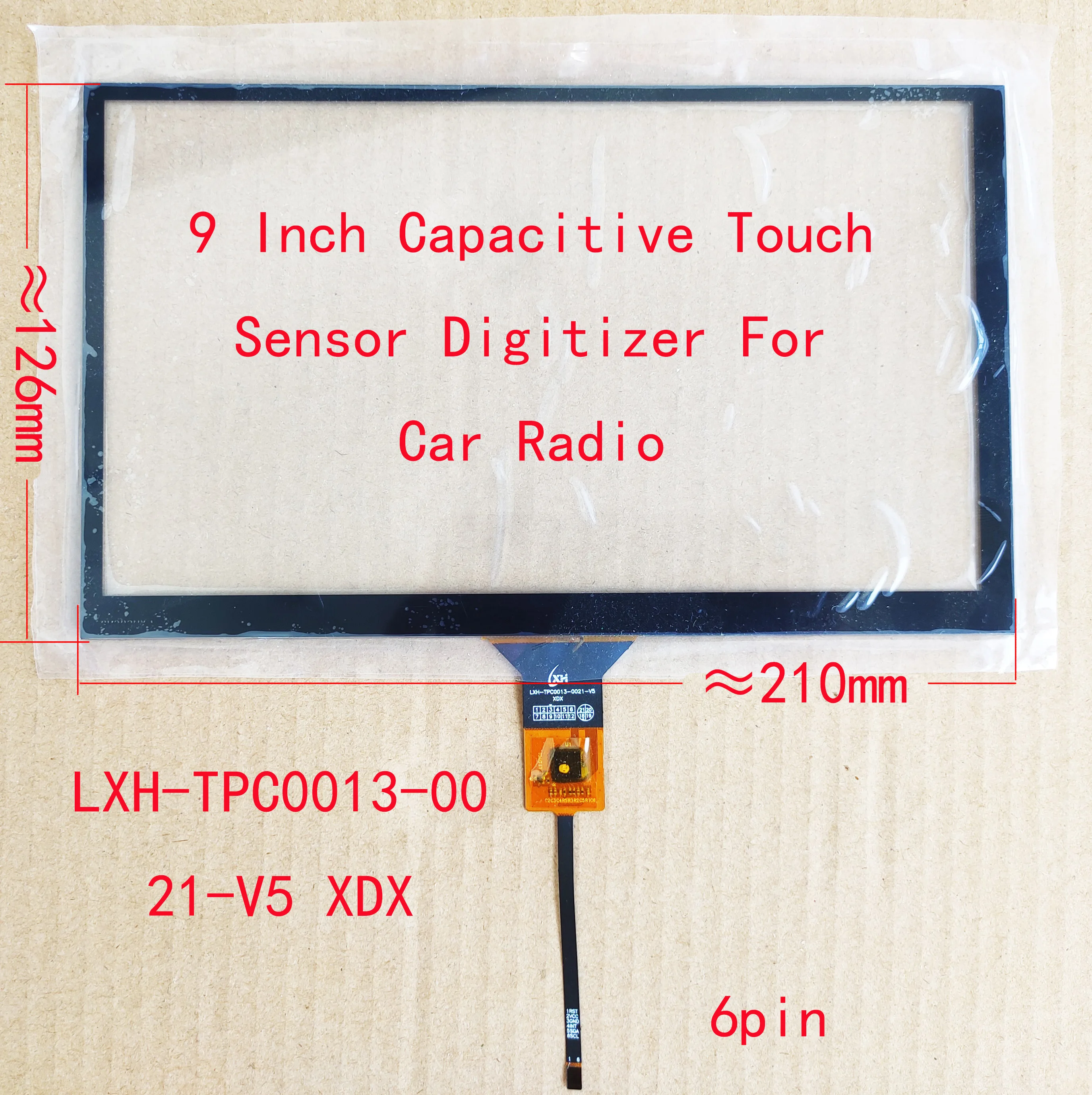 Panel de cristal con Sensor de pantalla táctil para coche, digitalizador capacitivo de 9 pulgadas, para Radio, GT911, GT615, LXH-TPC0013-0021-V5 de 6 pines