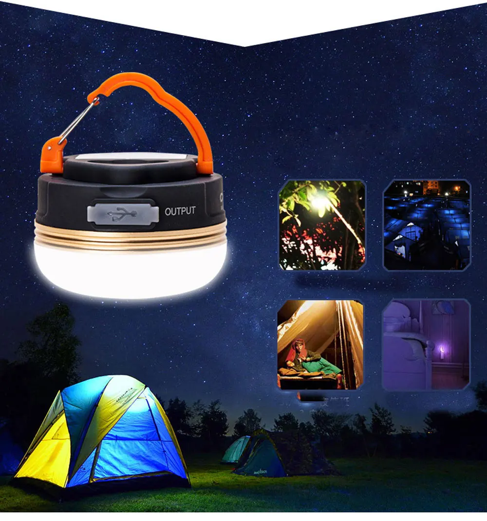 

JOOLAD 3W LED Camping Lantern Tents Lamp Mini Portable Camping Lights Outdoor Hiking Night Hanging Lamps USB Rechargeable