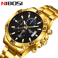 2021 watch for men nibosi fashion brand luxury clock sports chronograph waterproof gold quartz watches mens relogio masculino