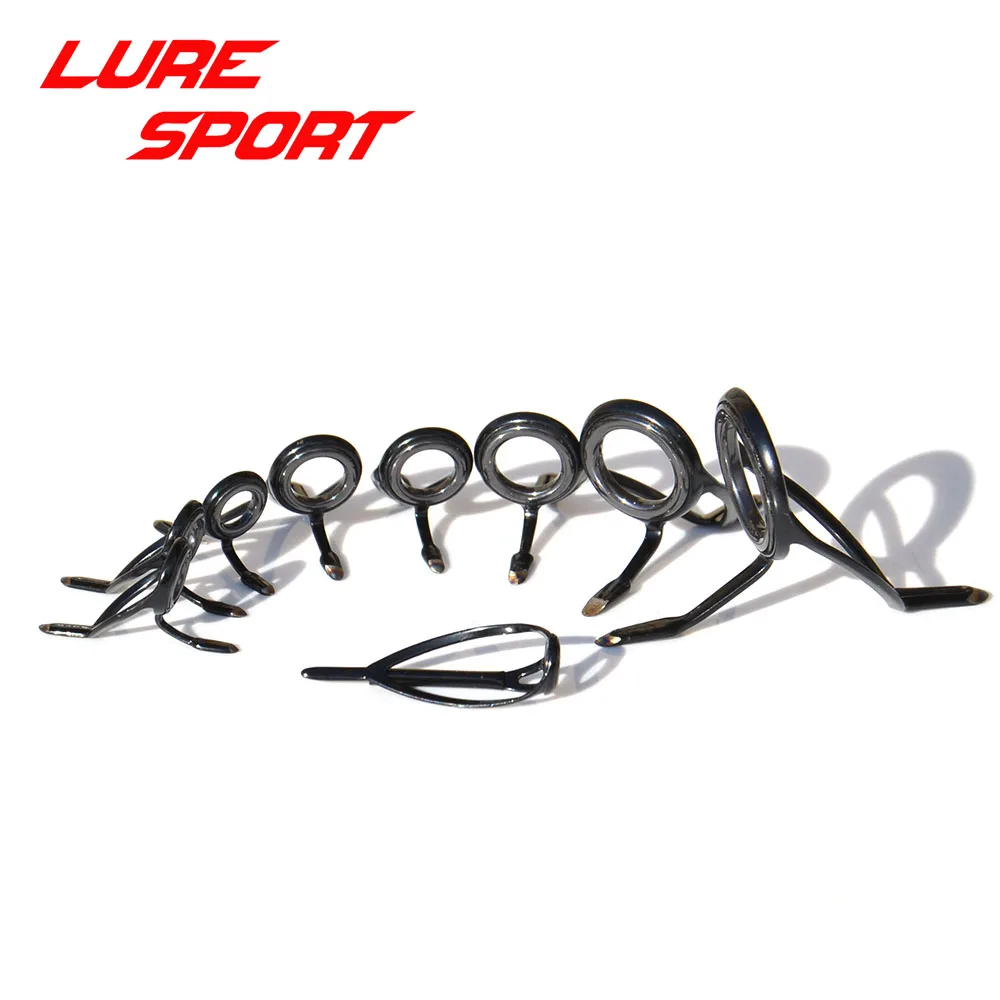 

LureSport 9pcs Guide set BKW20 guide BMN6 Top Black Steel frame sic ring rod guide Rod Building component Repair DIY Accessory