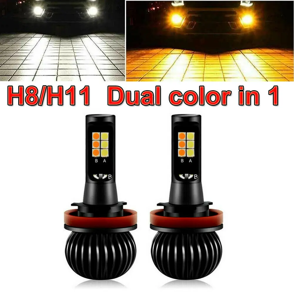 

12V Car Lights 160W Lamps 3030 LED Conversion Dual Color H8 H11 High Power