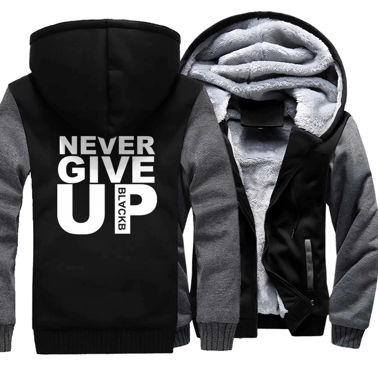 Мужские толстовки с капюшоном Never Give Up спортивный костюм повседневное плотное