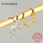 Минималистичные серьги-кольца PONYKISS из настоящего серебра 925 пробы в виде Луны, модные праздничные очаровательные серьги, аксессуар для женщин и девушек, хороший подарок