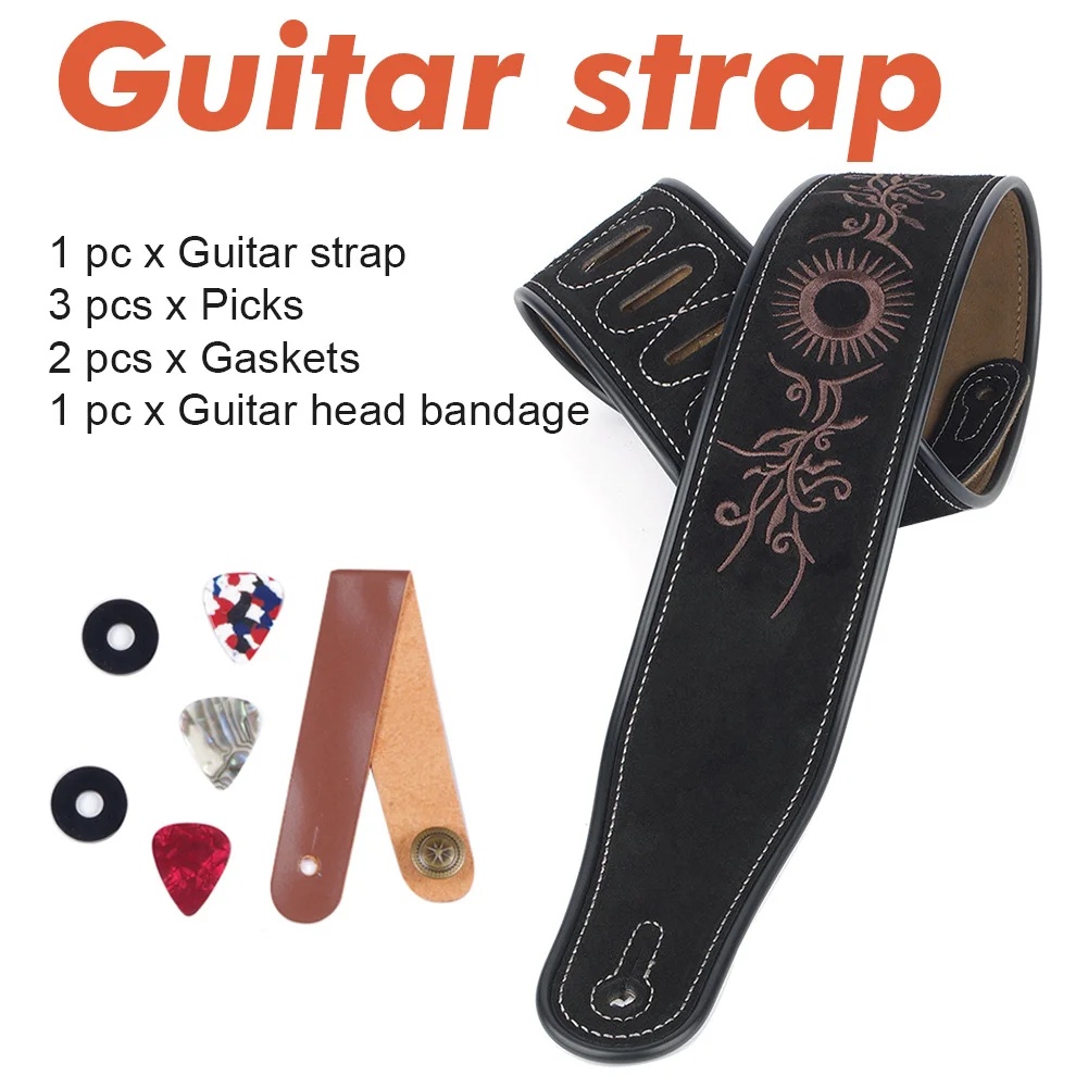 

Vintage Soft Wear Resistant Adjustable Length Acoustic Electric Replacement Bass Folk Matte Musical Accessories Guitar Strap