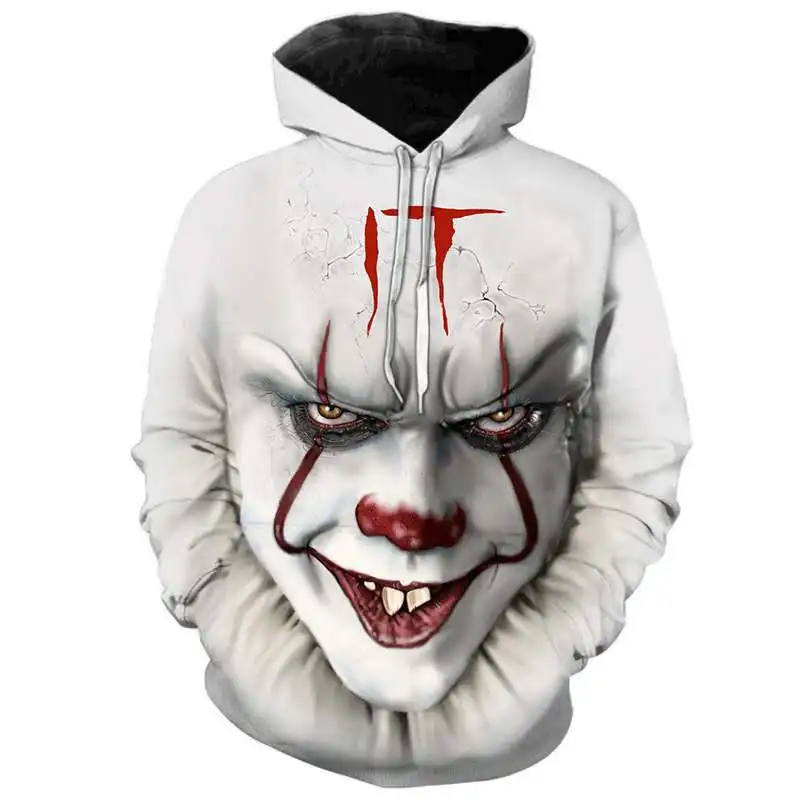 

Horror movie 3D printing hooded sweater men's autumn and winter fashion street casual loose sweater clown print hoodie