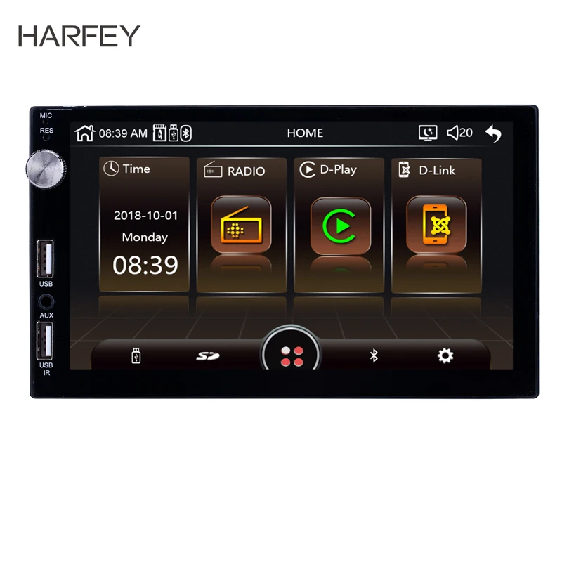 Harfey Универсальный Автомобильный радио MP5 плеер Bluetooth музыкальная Поддержка IOS IPhone
