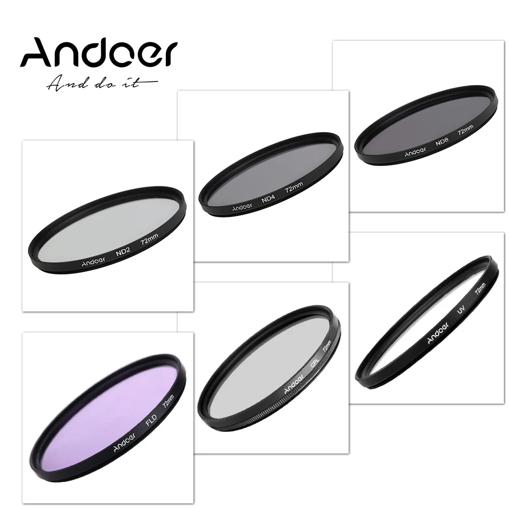 Набор фильтров Andoer 72 мм UV + CPL FLD ND для фотосъемки Ультрафиолетовый круговой
