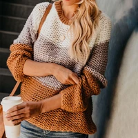 fallwinter 2020 new fashion warm knit sweater womens patchwork sweater sweater pullover oversized color stripe knit sweater