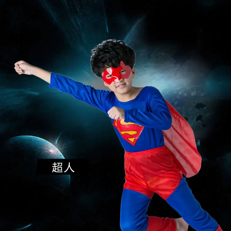 

Child Superhero Jumpsuit Halloween Superboy Costume Jumpsuits Batboy Bodysuit Romper Iron Boy Zero Cosplay Christmas Costumes