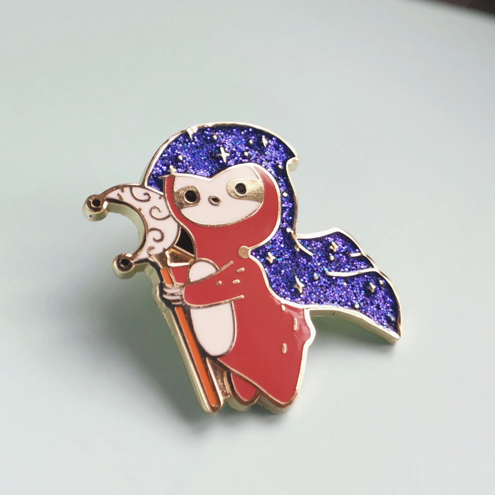 

Glitter Mage Sloth Hard Enamel Pin Dungeons and Dragonss Tabletop Gamer Badge D20 Nerd Fashion Lapel Pins DnD Game Fan Gift