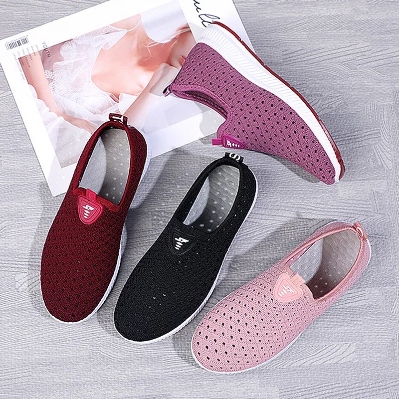 

Women Fashion Hollow Out Black Breathable Anti Skid Summer Loafers Lady Casual Pink Spring Shoes Cool Comfort Stylish Shoe
