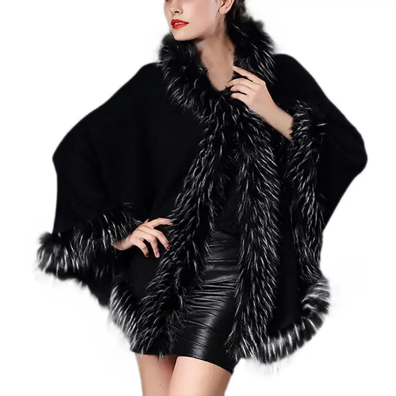 

Hot Winter Faux Fur Coat Fashion Women Ponchos And Capes Fur Top Wedding Dress Shawl Hooded Cape Fluffy Coat For Women