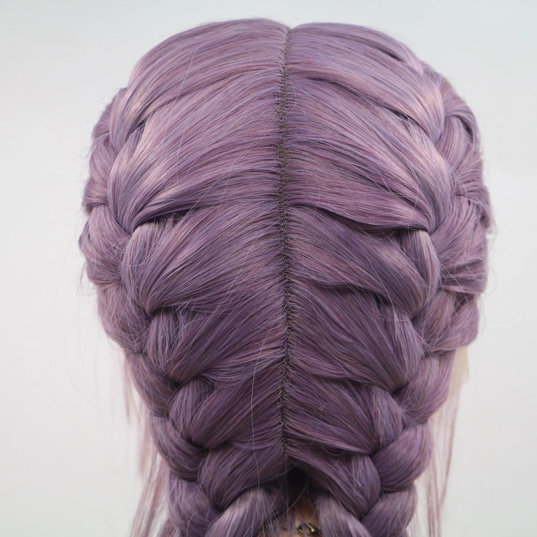 

26" Synthetic Lace Front Wig Middle Part Hand Braided Two strands Ombre Purple Hair Heat Resistant Cosplay For Black Women