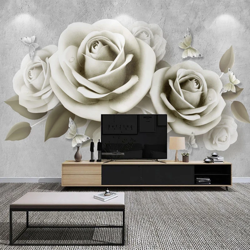 

Embossed 3d Wallpaper Decor Custom Floral Rose Mural Wallpaper For Living Room Wall