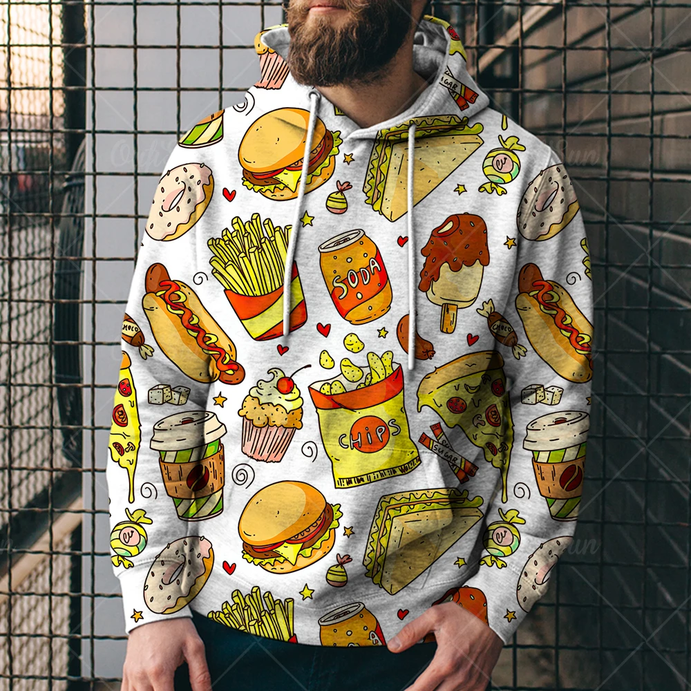 

Новинка 2022, модный мужской свитшот, худи для гурманов с 3d принтом, уличная одежда с круглым вырезом, Свободный дышащий пуловер, мужские свитш...