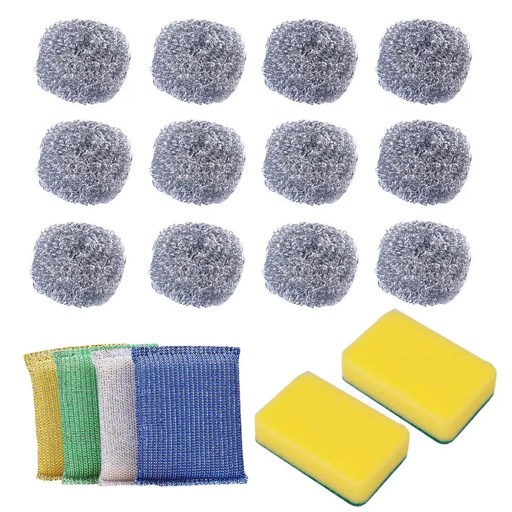

Stainless Steel Cleaning Sponge Strong Household Metal Scrubbers Dishwashing Sponges Kitchen Washing Tools