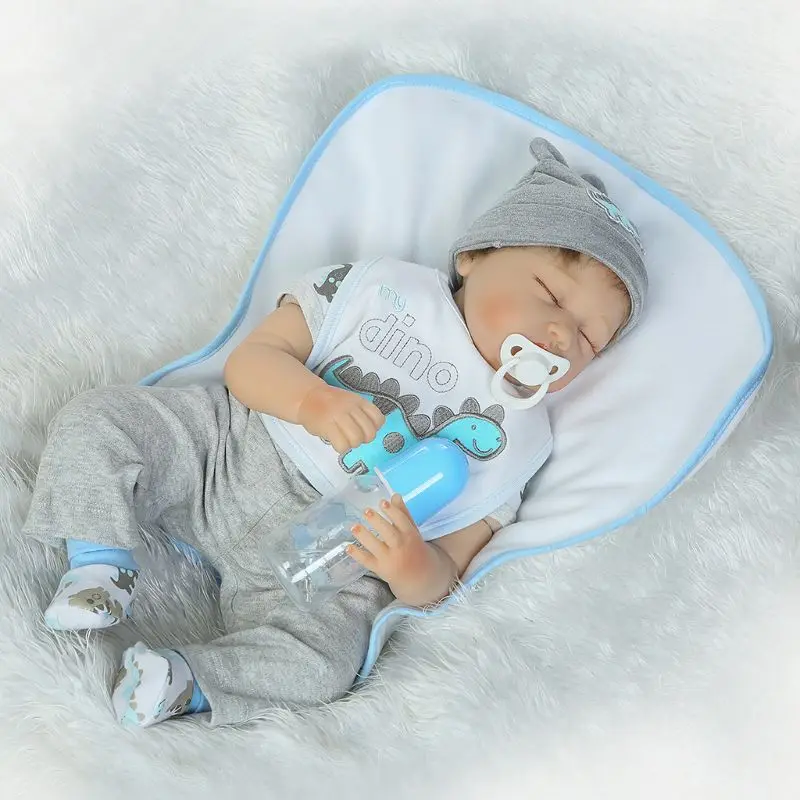 

55cm Sleeping Dolls Baby Close Eyes Dinosaur Playmate Cartoon Full Body Gifts Blanket Realistic Handmade Vinyl
