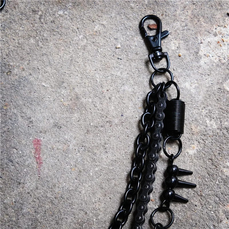 Черный визуальный тяжелый рок металлический хип-хоп готические брюки джинсовый