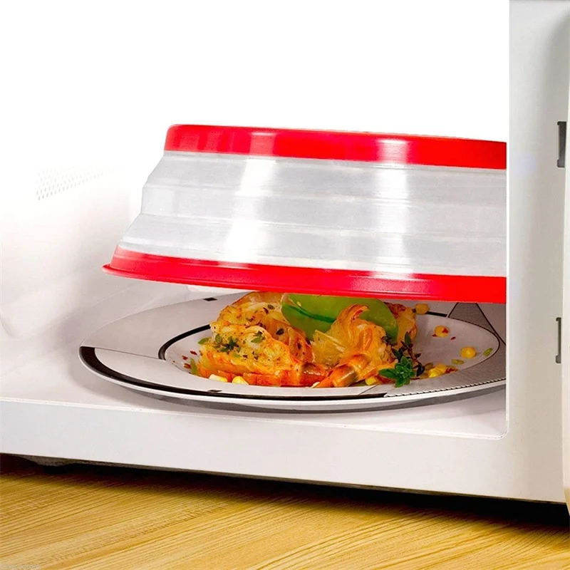 

10.5 inch Collapsible Microwave Cover Lid Folding Silicone Plate Cover Colander Strainer for Fruit Vegetables Fresh-keeping Lids