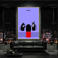 banksy two rats with mouse hole modern abstract posters and prints art canvas painting wall pictures for living room home decor