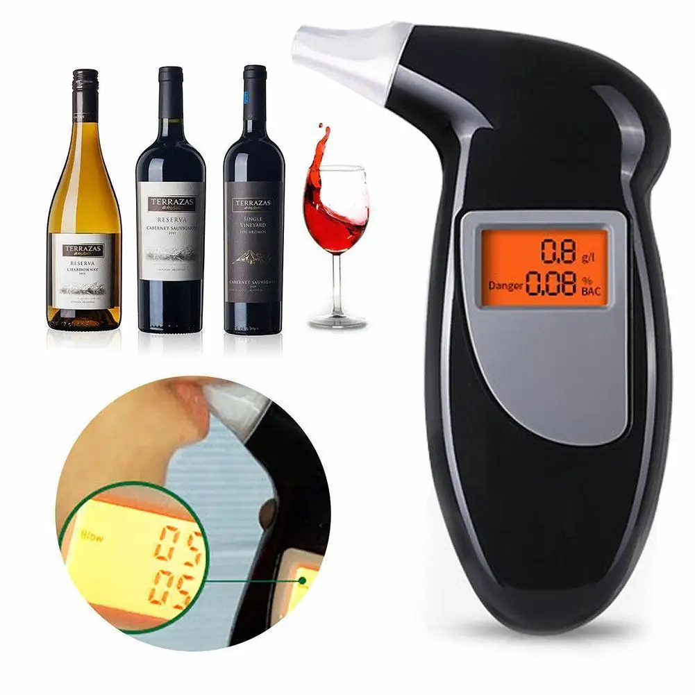 

Professional Alcohol Breath Tester Breathalyzer Analyzer Backlight Screen Device Test Keychain LCD Handheld Tester O7J0