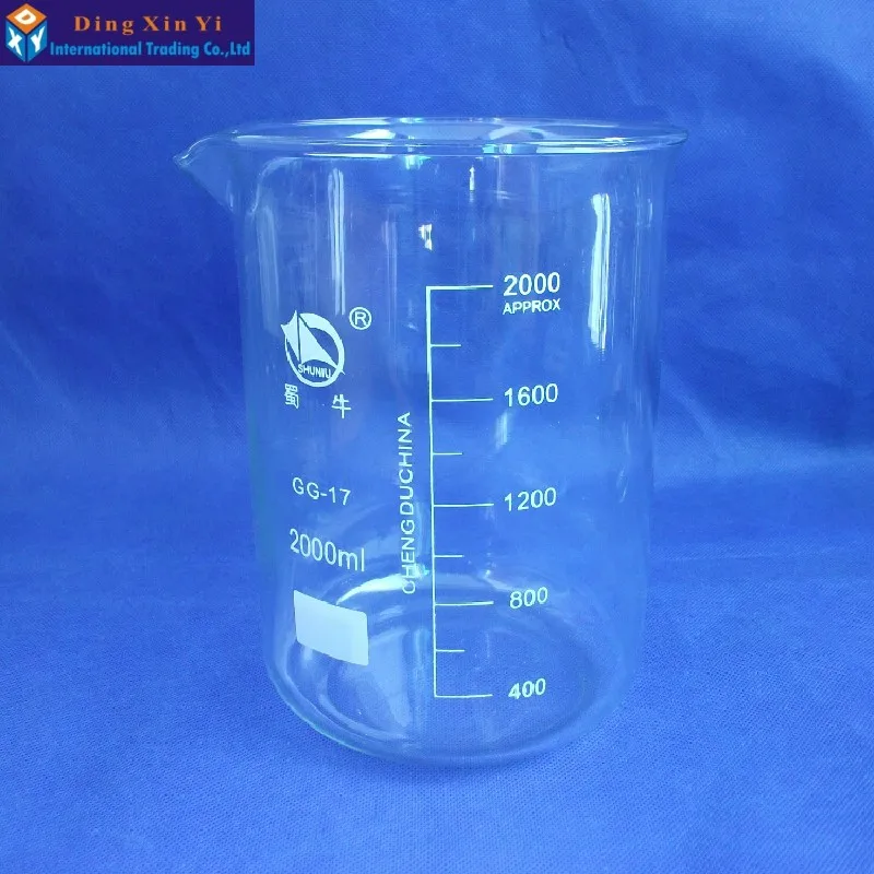 SHUNIU Low Form Beaker Chemistry Laboratory Borosilicate Glass Transparent 50/100/150/200/250/500/1000/2000/3000ml |