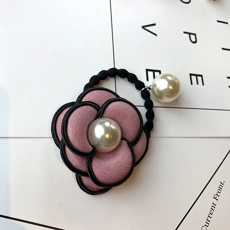 Корейский простой цветок камелии Ткань Искусство имитация жемчуга эластичные