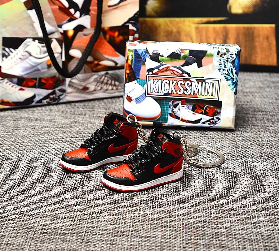 a pair w metal ring Персональный DIY Jordan Generation AIR JORDAN 1 chicago 3D кроссовок фигурный брелок сумка Подвеска парный брелок - Цвет: a pair w metal ring