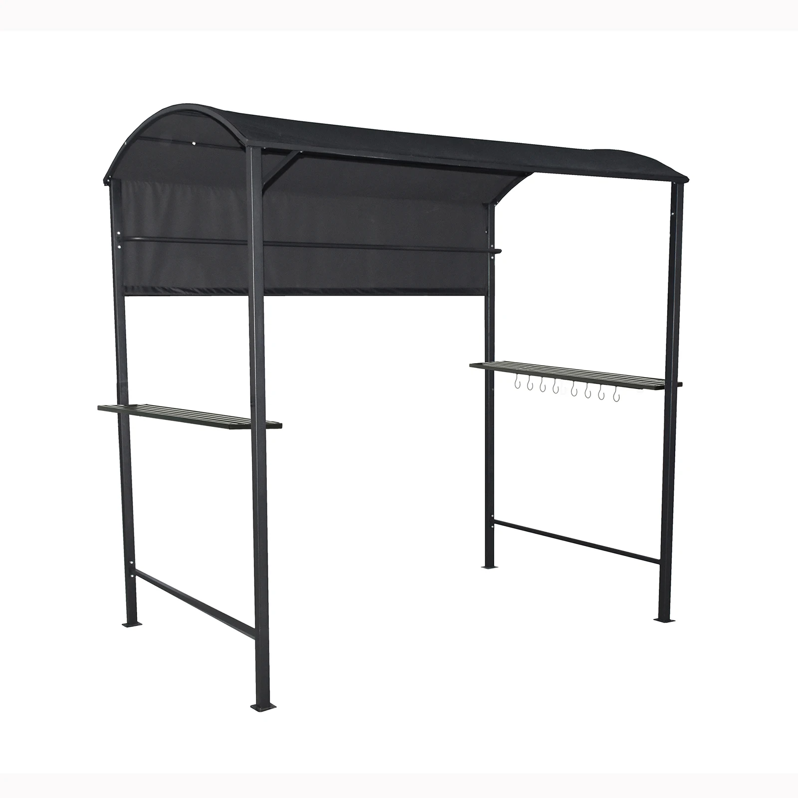 

7x4.5Ft Outdoor Grill Gazebo BBQ Canopy With Side Awning,2 Exterior Serving Shelves And 8 Hooks,Suitable for Patio Lawn Backyard