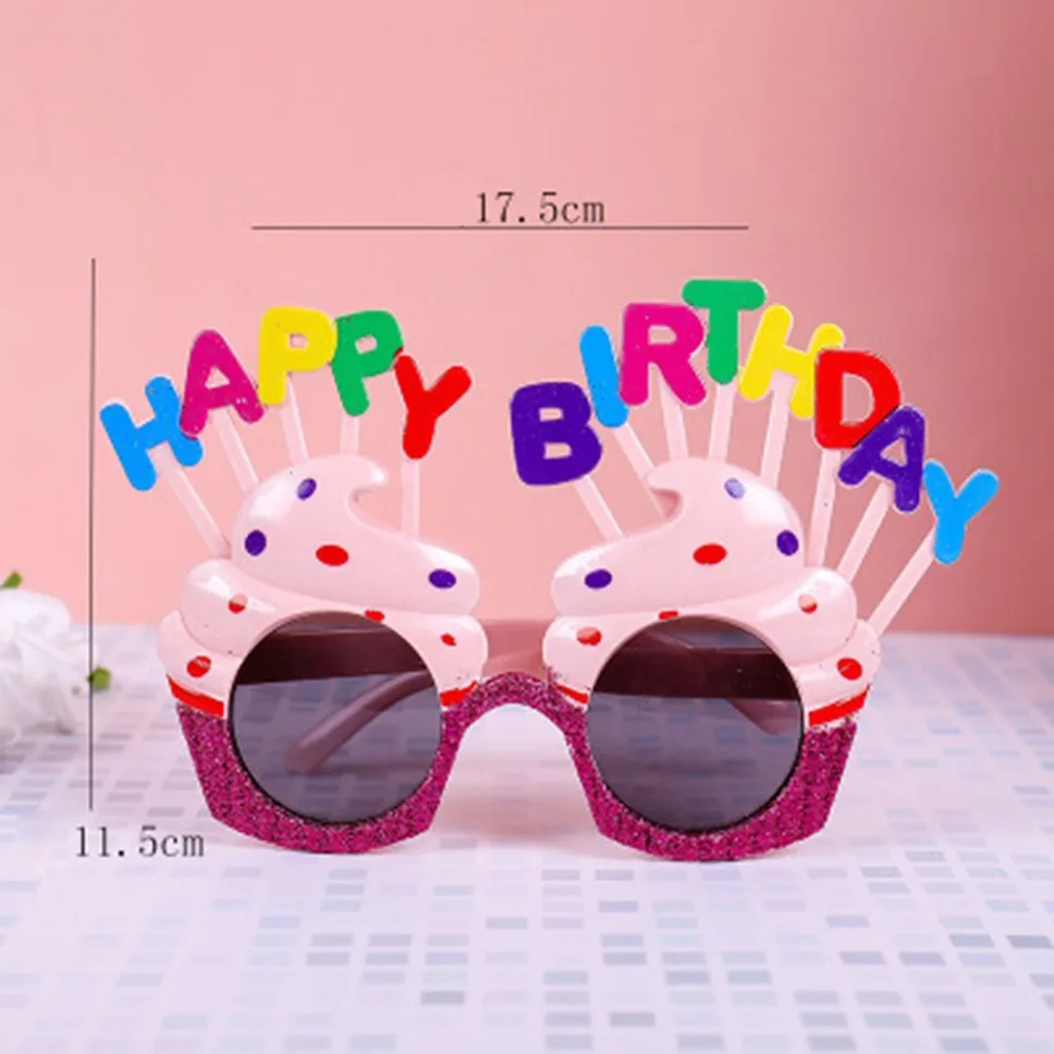 

2021 HATOSTEPED happy Birthday Party Eyeglasses Funny Eyewear Photo Props Happy Birthday Cream Cake Glasses Novelty Decoration