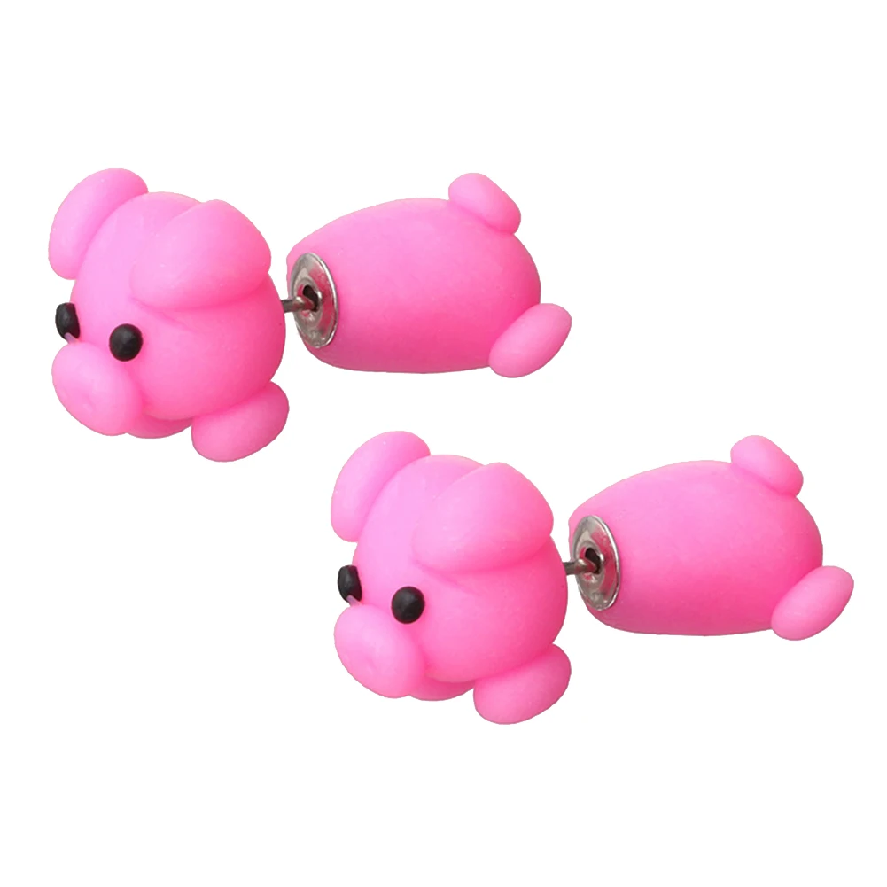 Симпатичные женские 3D серьги-гвоздики из полимерной глины мультяшная свинка