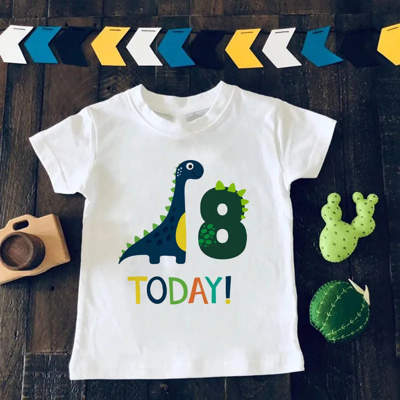 Camiseta de dibujos animados con n&uacute;mero de cumplea&ntilde;os para ni&ntilde;os, dinosaurio, regalo divertido de animales para ni&ntilde;o y ni&ntilde;a-3