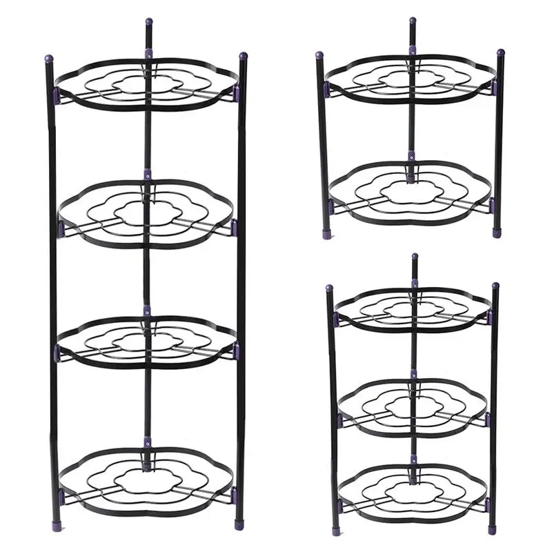 

Household Basics Pan Organizer Rack Creative Kitchen Pot Holder Flower Shape Pan Shelf Kitchen Counter And Cabinet Organizer