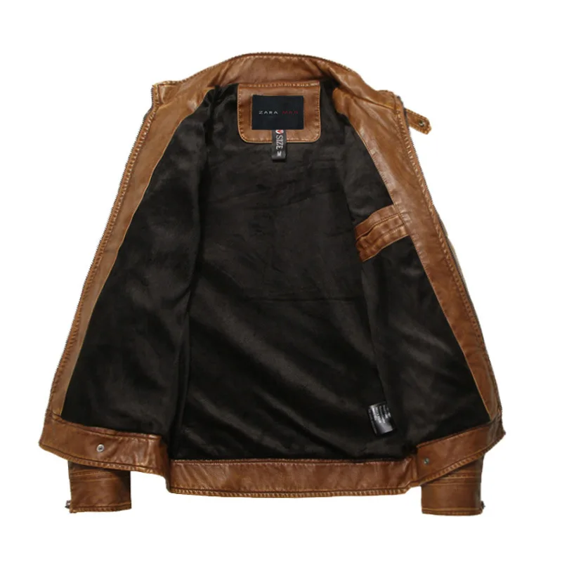 

through sell popular plus size European and American men's PU leather stand collar jacket leather jacket fashion