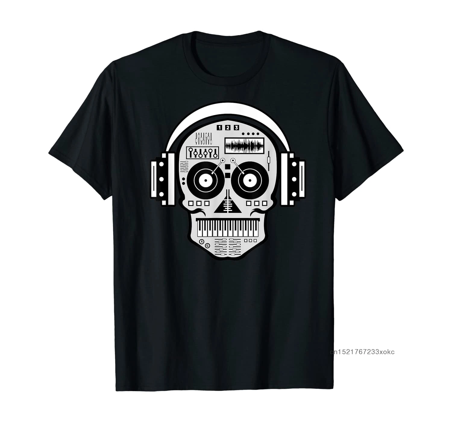 

Футболки DJ хипстерские топы Мужские футболки с принтом черепа дисковые наушники хип-хоп Музыка ТВ футболка летние ребята фанки одежда