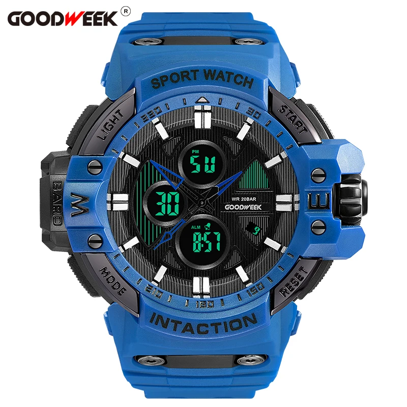 Аналоговые Цифровые мужские спортивные часы GOODWEEK водонепроницаемые